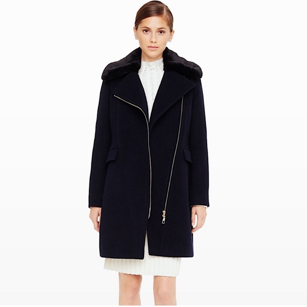 Club Monaco Wool Josette Faux Fur Peacoat Black XS